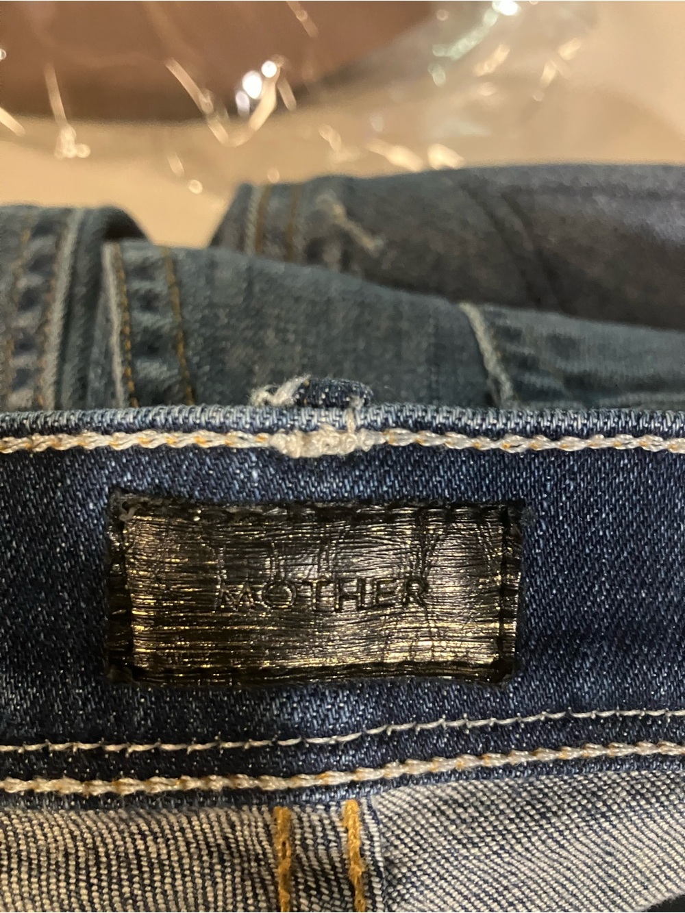MOTHER Dark Blue Distressed Flare Jeans - Picture 6 of 8
